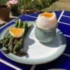 Soft Boiled Goose Egg and asparagus