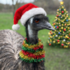 Emu in Christmas Hat